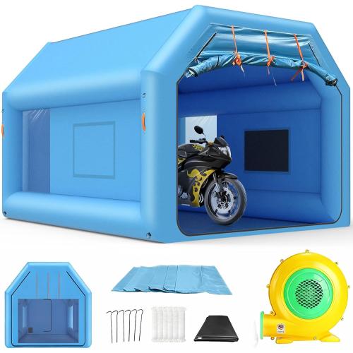 Ziziella 12.5x10x8FT Inflatable Paint Booth Portable Paint Booth Spray Paint Tent with Air Filter System & Blower for DIY Spray Car Truck Motorcycle Garage Auto Part Painting
