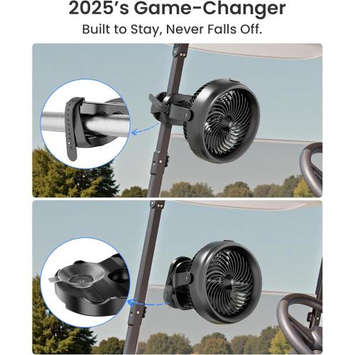 Koonie 10000mAh Battery Operated Misting Fan with Clip, Portable 8'' Mist Fan for Desk with Max. 48 Hours Runtime, 3Speeds, 2 Spray Modes, 200ML Tank for Golf Cart Home Office Travel Camping Stroller