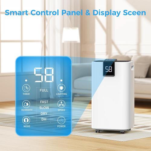 4000 sq.ft Dehumidifier for Basement, Trazico 45 Pint Dehumidifiers for Home with Drain Hose, Smart Humidity Control, 24H Timer, Auto Defrost, Ideal for Large Room, Bathroom, Bedroom, Garage, Black