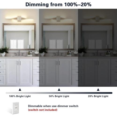 Joossnwell Bathroom Vanity Light Modern Bathroom Lighting Fixture Over Mirror Brushed Nickel 5CCT Dimmable Led Bath Vanity Light Bar 31.5 Inch