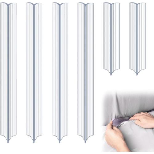 6Pcs Sofa Slipcovers Tuck Grips - 2 Sizes Clear Silicone Anti-Slip Grips Keeping Armchair Couch Covers in Place (Included 4Pcs 15.7 & 2Pcs 7.9)