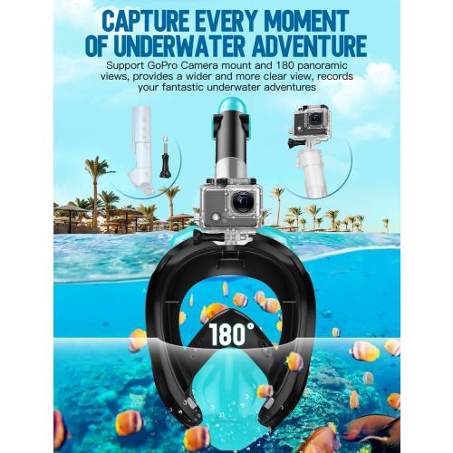 Zenoplige Full Face Snorkel Mask Adults,Dry-Top Snorkeling Gear with Camera Mount,Foldable 180-Degree Panoramic Scuba Mask for Snorkeling Diving Swimming Travel,Snorkel Mask Anti-Fog & Anti-Leak