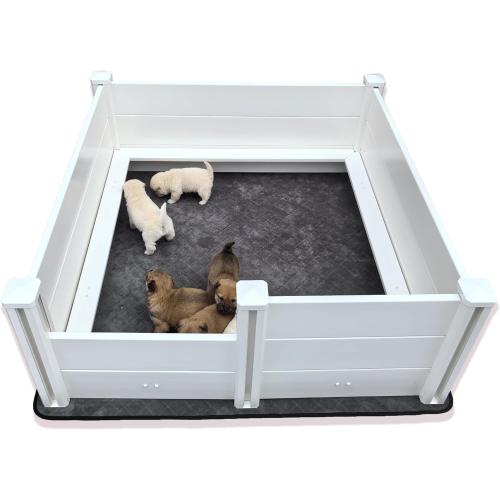 Whelping Box for Dogs,48 * 48 * 18in,with Pig Rails and Washable Pee Pad,for Small and Large Breed Puppies (Whelping Box with Pad)