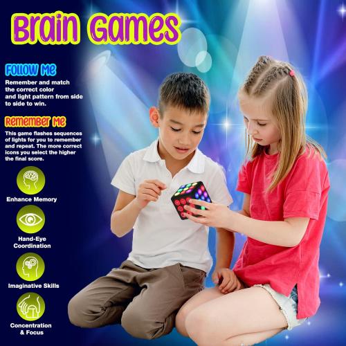 Electronic Brain & Memory Game Cube - Fun Toy Gift Ideas for Ages 6-12  Year Old Boy & Girl - Cool Toys for Boys and Girls - Handheld Games Gifts for Kids and Teens