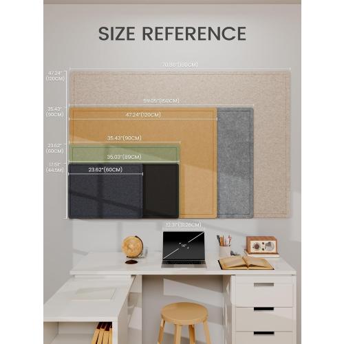 Fluxynara Bulletin Board,35.4 x 23.6 Cork Board Alternative with 12 Safe Removable Adhesive Tabs, Foldable Felt Pin Board for Home Office, Classroom, Bedroom,Entryway for Walls— Sage