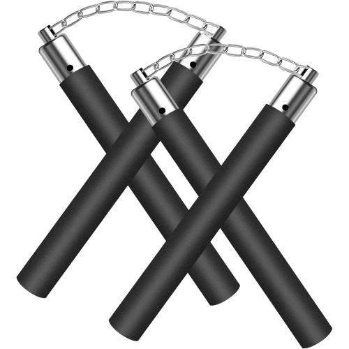 2 Pack Safe Foam Nunchucks for Adult and Kids Training Nunchucks with Steel Chain for Beginners Practice and Training