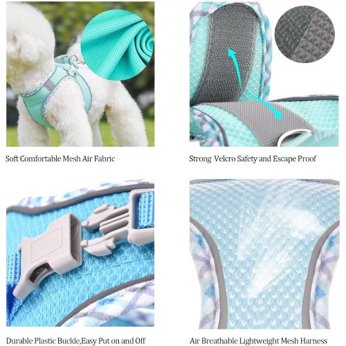 Step in Mesh Dog Harness and Leash Set Breathable Air Mesh Harness | Reflective Escape Proof Dog Harness Vest No Choke Lightweight Mesh Dog Harness