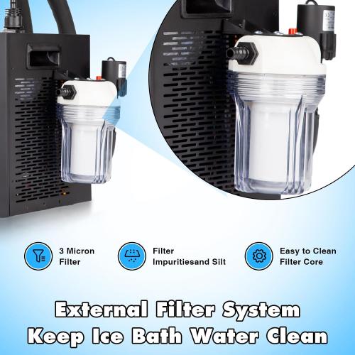 Ice Bath Water Chiller for Cold Plunge Tubs, 1/3 HP Cold Plunge Chiller with External Filter & Pump, Insulated Hoses, Ice Bath Cold Water Recovery for Home Use, 110V
