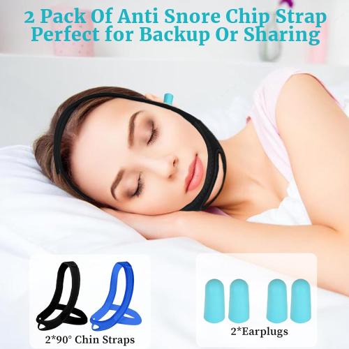 Anti Snoring Chin Strap for Sleeping, 2 Pack Adjustable Jaw Support Strap to Keep Mouth Closed, Soft Snoring Solution for Women Men, Stops Snoring Dry Mouth