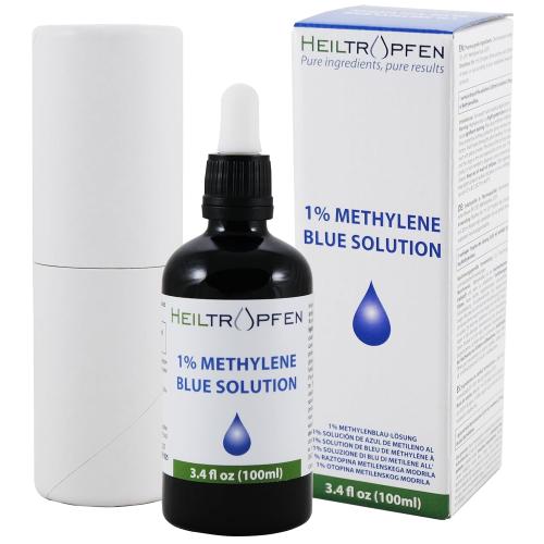 Methylene Blue 1% Solution 3.4 Fl Oz - 100 ml | Ultra High Purity | USP Pharma Grade Ingredients - Third-Party Tested | Formaldehyde Free | Glass Bottle | Heiltropfen®