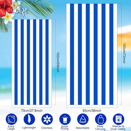 Redbaker 16 Packs 59 x 28 inches Oversized Stripes Beach Towel Bulk