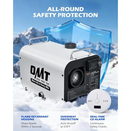 Orion Motor Tech 5kW Diesel Heater, 12V 24V All in One Diesel Air Heater 1.3 Gal Tank with CO Alarm Auto Shutoff Compatible with Car Truck RV Camper Boat （Not an Engine Part）