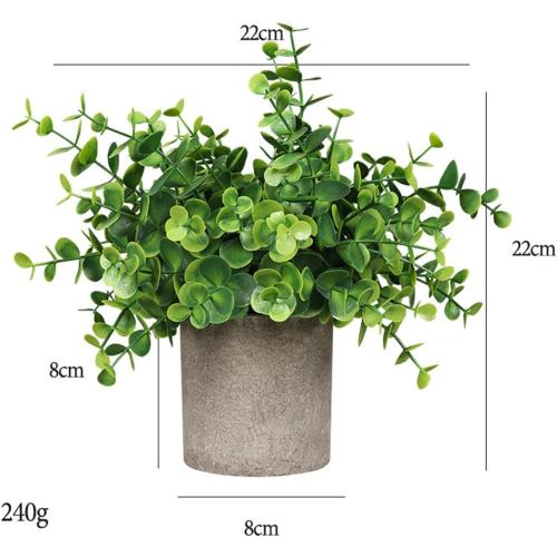 Mini Potted Fake Plants, Artificial Plastic Eucalyptus Plants Greenery Plants for Home Office Farmhouse Kitchen Bathroom Table Decor