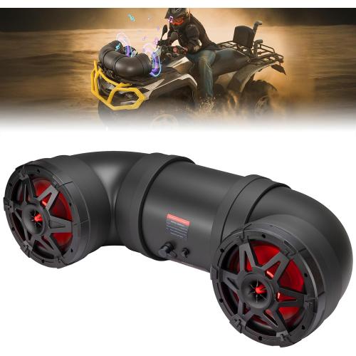 KEMIMOTO ATV Speaker 8 Inch Wireless Audio Streaming ATV UTV Sound Bar | w/ 20 RGB Light Modes, 2X Full Range Speakers 2X Tweeters Boat Sound System Compatible with Polaris Sportman Fourtrax Can Am