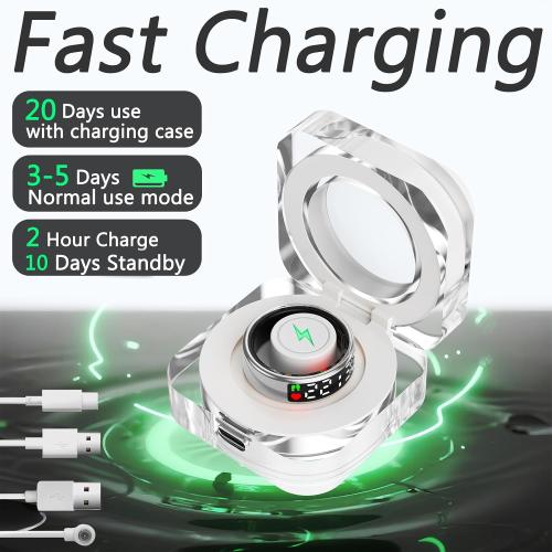 Color Black Smart Rings for Men Women,Fitness Tracker Ring,Smart Ring whth Display and Touch Button,IP68waterproof,Health Ring Tracks Heart Rate/Sleep/Steps/Blood Oxygen/Calorie/Distance,No Subscription
