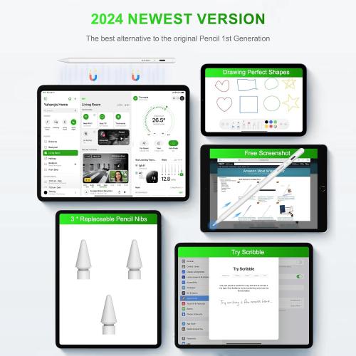 Stylus Pen for iPad 2018-2025: HATOKU 15 Mins Fast Charging Pencil Pro for iPad with Tilt Sensitivity Palm Rejection - Pen for iPad Air 3 4 5 M2 M3- Pro 11 12.9 M4 - Mini 5 6-6 7 8 9 10 11th Gen