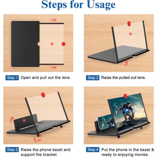 18 Screen Magnifier for Cell Phone, Mobile Phone 3D HD Magnifying Projector Screen Enlarger for Movies, Videos and Gaming, Foldable Phone Stand with Screen Amplifier,Compatible with All Phones