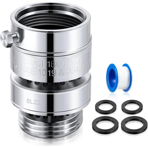 Dreyoo Self Draining Vacuum Breaker, Compatible with Arrowhead Brass PK1390 Thread Vacuum Breaker, 1-1/16 Female Thread to 3/4 GHT Male Thread Hose Backflow Preventer with Sealing Tape