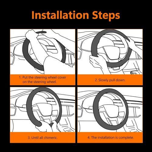 QODOLSI 1 Pack Car Breathable Steering Wheel Cover, Wear -Resistant Steering Wheel Sleeve, Carbon Fiber Non-Slip Steering Wheel Protector, Four Seasons Universal Steering Wheel Set (D -Shaped)