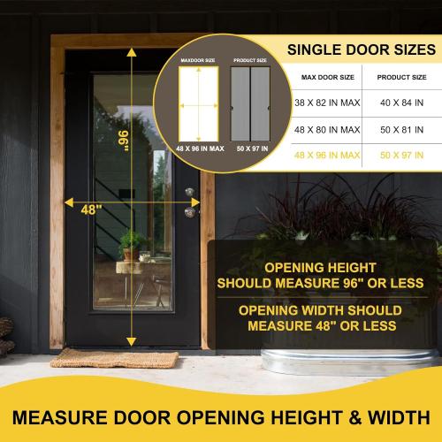 Magnetic Screen Door for 48 x 96 Inch French Door, Screen Itself Size: 50 x 97, Glass Sliding Door Heavy Duty Screen Door Mesh Curtain Keeps Bugs Out for Patio, Sliding Or Large Door