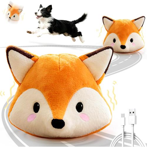 Interactive Fox Puppy Toy for Boredom Relief - Automatic Self-Moving, Bouncing & Vibrating with Sound for Entertainment & Play | Rechargeable & Chew-Resistant for All Breed Sizes