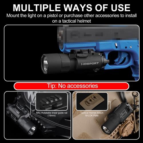 X300-A Universal LED Tactical Flashlight 800-Lumen with Replaceable Slot Mount for Pistol and WeaponLight or Helmet ARC Rail (Black)