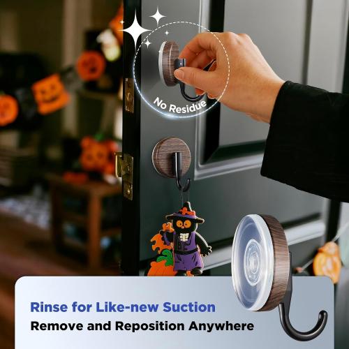 OUTXE Wreath Hanger for Front Door, Upgraded Suction Cup Reef Hook