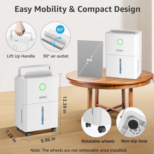 WHITE 1600 sq.ft Dehumidifier for Basement, 21 Pint Dehumidifiers for Home with Drain Hose, Continuous Drainage, Washable Filter, Intelligent Humidistat for Bedroom, Bathroom, Large Room