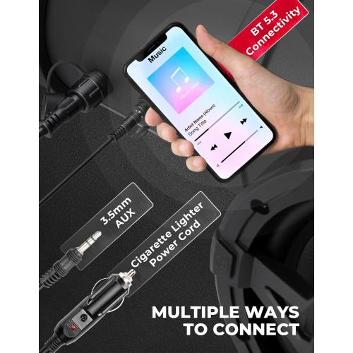 KEMIMOTO ATV Speaker 8 Inch Wireless Audio Streaming ATV UTV Sound Bar | w/ 20 RGB Light Modes, 2X Full Range Speakers 2X Tweeters Boat Sound System Compatible with Polaris Sportman Fourtrax Can Am