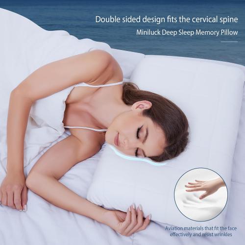 Miniluck Memory Foam Pillow,  0 pressure bonding,  slow rebound,  preventing cervical spondylosis , prevent facial wrinkles. Cooling Pillow with Washable Cover Sleeping Pillows.