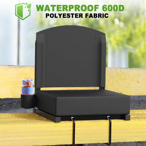 2 Pack, Black Stadium Seats with Back Support, Portable Bleacher Seat for Bleachers Hold up 400lbs, Wide Bleacher Seat with Shoulder Strap & Handle Perfect for Sports Events (Black, 2pcs)