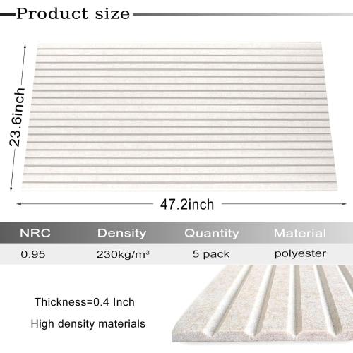 10 Pack Large Acoustic Panels, 48X24X0.4 Sound Proof Foam Panels for Walls, Sound Dampening Panels, Sound proof panels for walls, Soundproof Wall Panels for Home Studio&Office Decor.(Light camel)