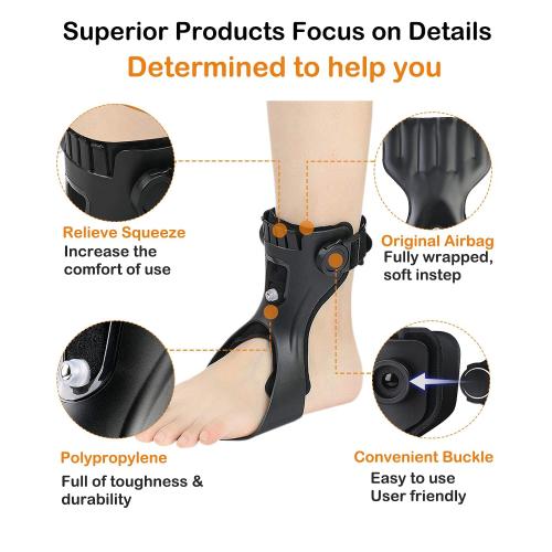 AFO Drop Foot Brace, Upgraded Medical Foot Up Ankle Foot Orthosis Support with Inflatable Airbag for Hemiplegia Stroke Shoes Walking Foot Stabilizer (Left, XL)
