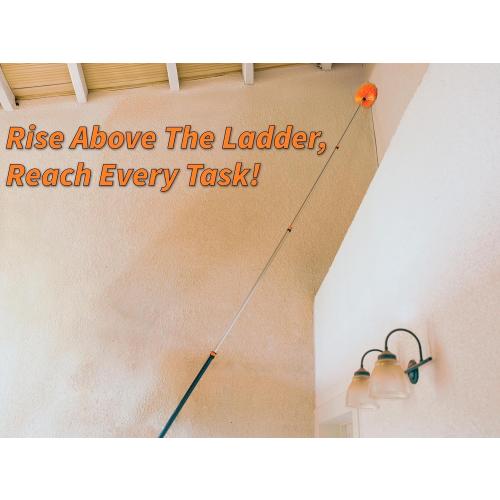 36 Foot High Reach Duster Kit with 5-30 ft Extension Pole // High Ceiling Dusting and Window Cleaning Kit with Telescopic Pole // Window Washer & Squeegee, Cobweb Duster, Fan Blade and Feather Dusters