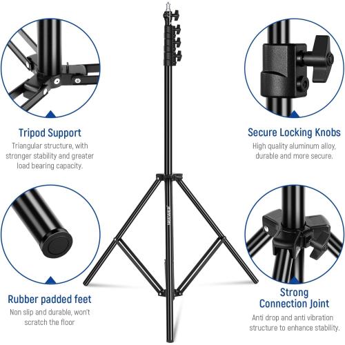NEEWER 9.8ft/3m Air Cushioned Light Stand, Heavy Duty Metal Photography Tripod Stand with 1/4 to 3/8 Reversible Spigot, 3 Way Mounting Interface & Metal Locking Knobs, Max Load 5.5lb/2.5kg
