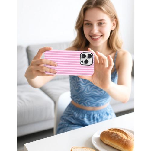 Jusy Magnetic Striped Phone Case for iPhone 16 Plus,Dark Pink