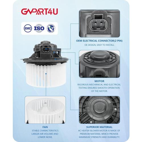 Front Blower Motor 22741027 2007 2008 2009 2010 2011 2012 2013 2014 Chevy Tahoe Silverado Avalanche Suburban, for GMC Yukon Sierra, Cadillac Escalade 700164 Without Resistor