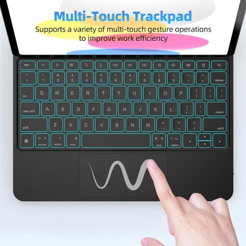 Magic Keyboard Case for iPad Pro / iPad Air (4/5 generation) - 7-Color Backlit, Floating Cantilever Stand, Multi-Touch Trackpad, Grey