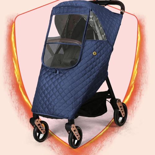 Universal Stroller Rain Cover Quilted, Winter Waterproof Windproof | Winter Pram Buggy Rain Shield with Clear View & Storage Pockets, Fits Most Pushchairs & Prams