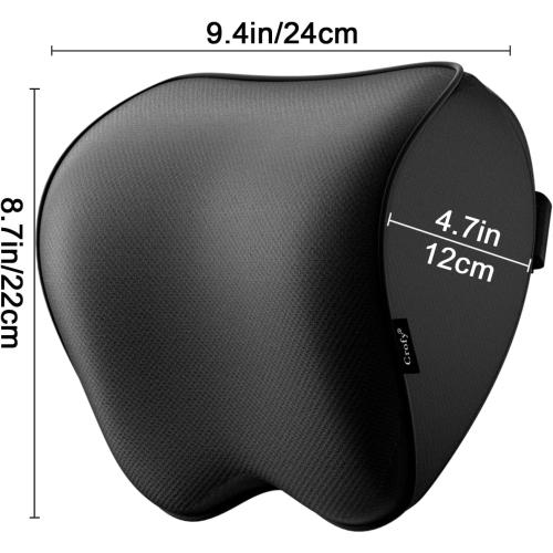 Crofy 2-Pack Car Neck Pillow, Softness Car Headrest Pillow for Driving with Adjustable Strap, 100% Memory Foam and Breathable Removable Cover, Comfortable Ergonomic Design, 4.7 Inches Thick