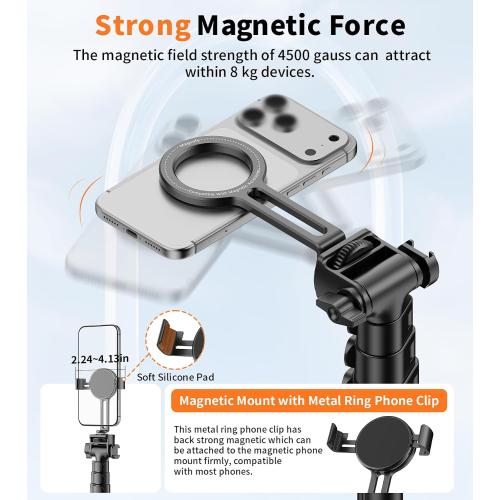 XXZU 74 Magnetic Phone Tripod with Phone Clip for Magsafe, Camera Tripod