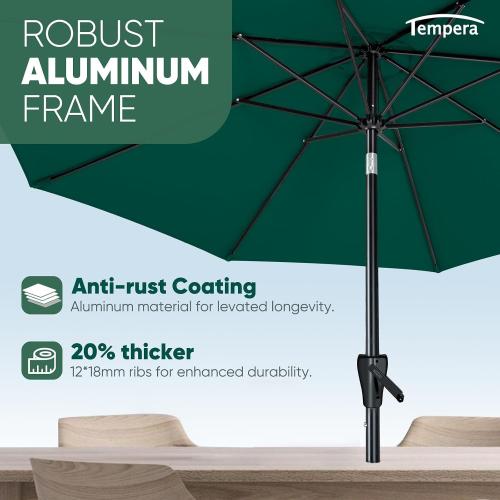 Size 10ft Color Green Tempera Patio Market Outdoor Table Umbrella with Push Button Tilt and Crank,Large Sun Umbrella with Sturdy Pole&Fade resistant canopy,Easy to set