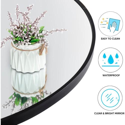Smartxchoices 24 Inch Round Mirror, Metal Frame Wall Mirror Mounted Circle Mirrors, Vanity Mirror Modern Minimalist Wall Décor for Entryway, Bathroom, Washroom, Living Room, Bedroom