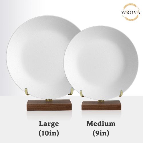 White Wrova Wheat Straw Dinner Plates 10 Inch Unbreakable Set of 8 - Dishwasher & Microwave Safe Plastic Plates Reusable - Lightweight Plates for kitchen,camping,picnic,R.V. - White