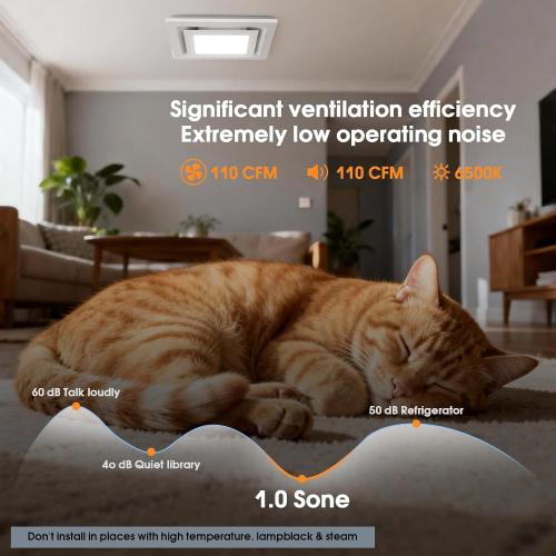 FEITON 110 CFM Bathroom Exhaust Fan with LED Light, 1.0 Sones Ultra Quiet