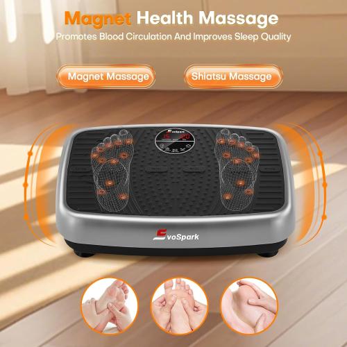 Vibration Plate Exercise Machine, EvoSpark Dual Motor Vibration Plate for Lymphatic Drainage, 450 Lbs Capacity Shake Fitness Platform