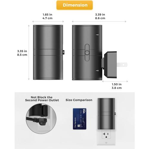 Black 2 Pack L LOHAS LED Night Light Plug in, Modern Night Lights Plug into Wall, Dusk to Dawn Sensor, Soft White 3000K, 0-100LM Adjustable Brightness, Dimmable Night Lights for Hallway Bedroom Stairway, 2 Pack