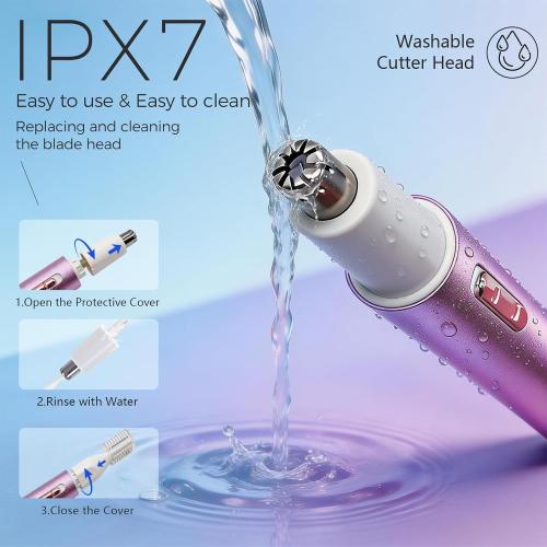Yunmiss LED Display Eyebrow & Nose Hair Trimmer Clipper for Men Women,2026 Rechargeable 2 in 1 Painless Ear & Facial Hair Trimmer with Powerful Motor and Dual-Edge Blades Easy Cleansing (Purple)
