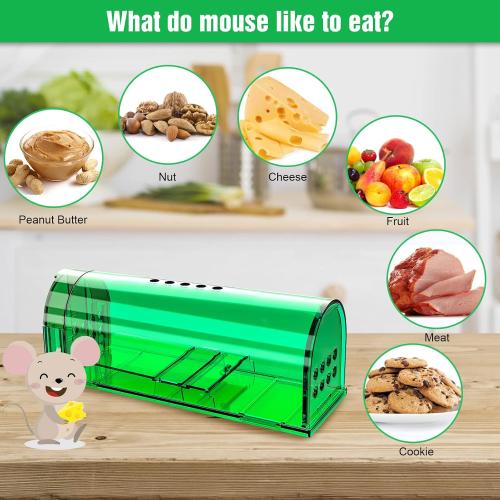 Set of 4 Pcs Humane Mouse Traps Indoor for Home, Live Mouse Trap, Reusable Mice Trap Catcher for House & Outdoors