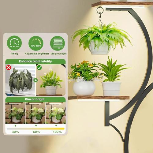 Rhncof Plant Stand with Grow Light: 9 Tiered 54 Tall Large Plant Shelf with Grow Lights - Indoor Plant Shelves Lighted Plant Stand for Indoor Plants, Living Room, Patio, Corner